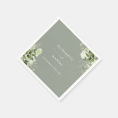 グリーンリーエレガントフローラセージ結婚グリーン スタンダードカクテルナプキン (角)