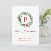 グリーンリーエレガントホリーベリーモノグラムリース シーズンカード (スタンド正面)