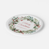 グリーンリーエレガントホリーベリーリース | スクリプト ペーパープレート (アングル)