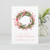 グリーンリーエレガントホリーリースメリークリスマス シーズンカード (スタンド正面)