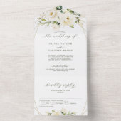 グリーンリーエレガントホワイトロセク結婚クフローラ オールインワン招待状 (内側)