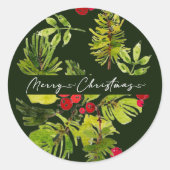 グリーンリーエレガントボタニカルホリデー ラウンドシール (正面)