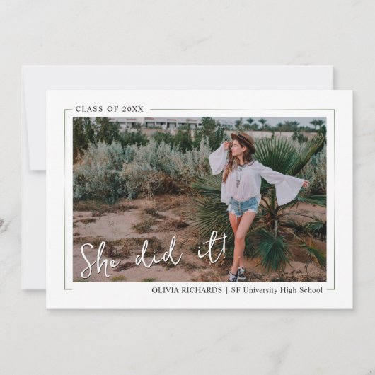 グリーンリーエレガントボホフローラ卒業パーティーインヴィ 招待状 (正面)