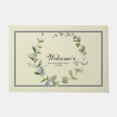 グリーンリーエレガントユーカリリースファミリーウェルカム ドアマット (正面)