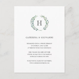 グリーンリーエレガントリースモノグラム結婚エロペメント 案内ポストカード