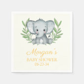 グリーンリーエレファントイエローニュートラルベビーシャワー スタンダードカクテルナプキン (正面)