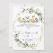 グリーンリーオーストラリア動物のバプテスマ&誕生日 招待状 (正面)