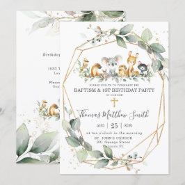 グリーンリーオーストラリア動物のバプテスマ&誕生日 招待状