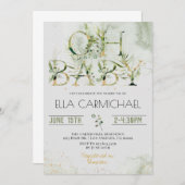 グリーンリーオーベビーシャワー招待状 招待状 (正面/裏面)