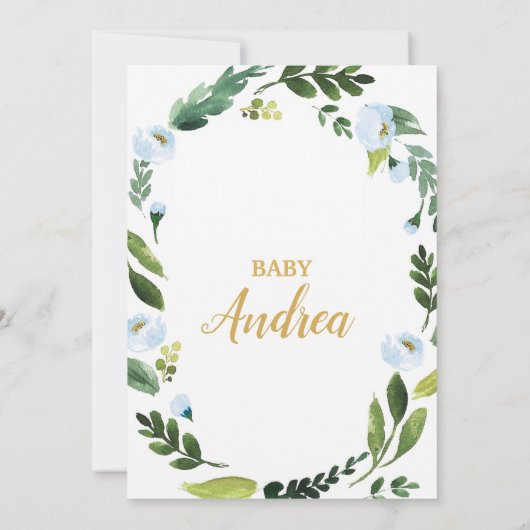 グリーンリーオーボーイベビーシャワー招待状金ゴールド 招待状 (裏面)