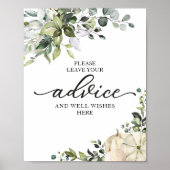 グリーンリーカボチャブライダルシャワーアドバイス標識 ポスター (正面)