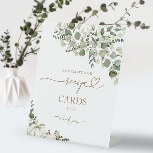 グリーンリーカボチャブライダルシャワーレシピカードサイン 台座サイン