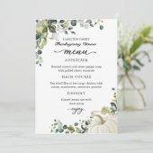 グリーンリーカボチャ感謝祭ディナーメニューカード サンキューカード (スタンド正面)