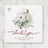 グリーンリーカボチャ秋ブライダルシャワーお気に入りギフトラベル フェイバータグ (正面)