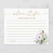 グリーンリーカボチャ秋ブライダルシャワーアドバイスカード (正面)