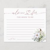 グリーンリーカボチャ秋ブライダルシャワーアドバイスカード (正面)