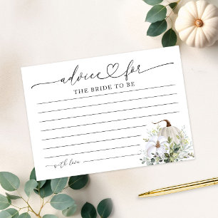 グリーンリーカボチャ秋ブライダルシャワーアドバイスカード