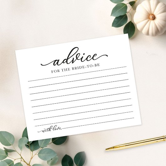 グリーンリーカボチャ秋ブライダルシャワーアドバイスカード