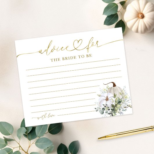 グリーンリーカボチャ秋ブライダルシャワーアドバイスカード