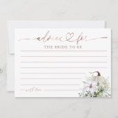 グリーンリーカボチャ秋ブライダルシャワーアドバイスカード (正面)