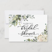 グリーンリーカボチャ秋ブライダルシャワーアドバイスカード 招待状 (裏面)