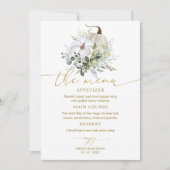 グリーンリーカボチャ秋ブライダルシャワープレート用メニュー 招待状 (正面)