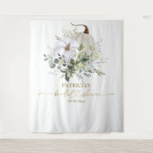 グリーンリーカボチャ秋ブライダルシャワー背景 タペストリー (正面)