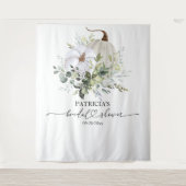 グリーンリーカボチャ秋ブライダルシャワー背景 タペストリー (正面)