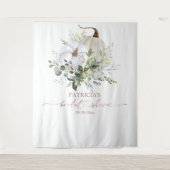 グリーンリーカボチャ秋ブライダルシャワー背景 タペストリー (正面)