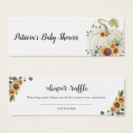 グリーンリーカボチャ秋ベビーシャワーおむつラッフル (正面&裏面)