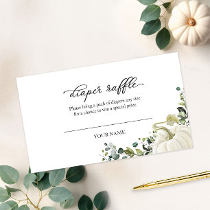 グリーンリーカボチャ秋ベビーシャワーおむつラッフル エンクロージャーカード