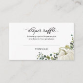 グリーンリーカボチャ秋ベビーシャワーおむつラッフル エンクロージャーカード (正面)