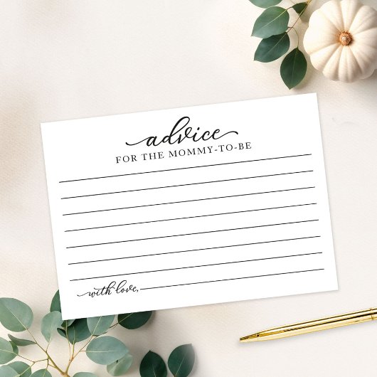 グリーンリーカボチャ秋ベビーシャワーアドバイスカード