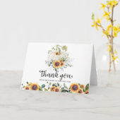 グリーンリーカボチャ秋ベビーシャワーサンキューカード カード (黄色い花)
