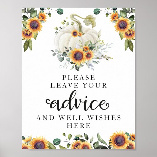 グリーンリーカボチャ赤ちゃんシャワーアドバイス標識 ポスター (正面)