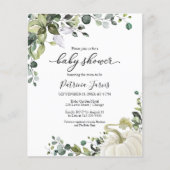 グリーンリーカボンプキンバジェットベビーシャワー招待状 (正面)