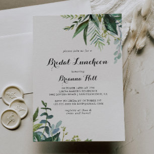 グリーンリーカリグラフィーブライダルルンチョンブライダルシャワー 招待状