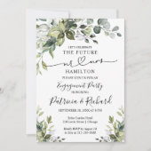 グリーンリーカリグラフィー婚約パーティ招待状 案内状 (正面)