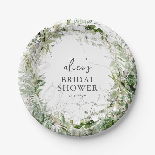 グリーンリーガーデンブライダルシャワー紙プレート ペーパープレート (正面)