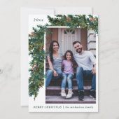 グリーンリーガーランドとダークティール（緑がかった色）フォトホリデー シーズンカード (正面)