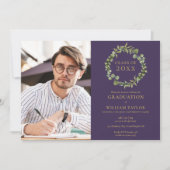 グリーンリーガーランド紫の写真卒業パーティーInv 招待状 (正面)