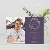 グリーンリーガーランド紫の写真卒業パーティーInv 招待状 (スタンド正面)
