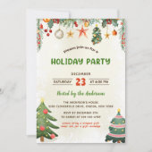 グリーンリークリスマスオーナメントホリデーパーティー 招待状 (正面)