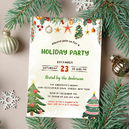 グリーンリークリスマスオーナメントホリデーパーティー 招待状