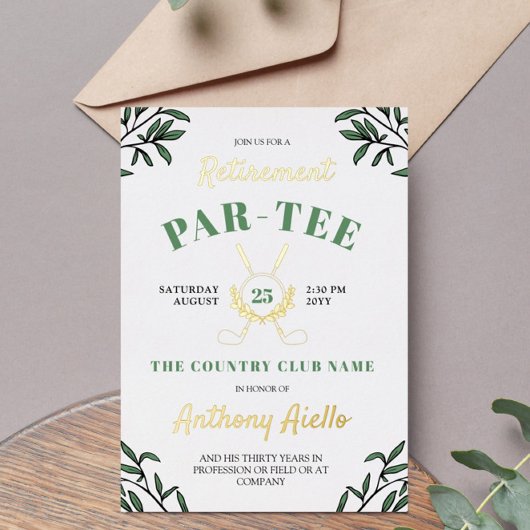 グリーンリークロスゴルフクラブリタイアパーティー 箔招待状