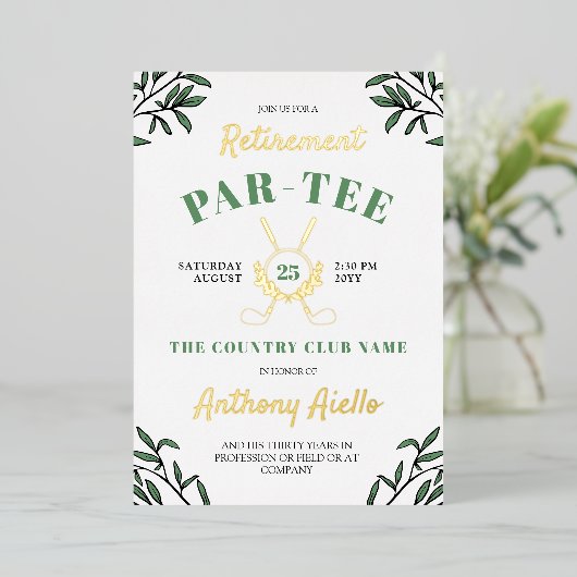 グリーンリークロスゴルフクラブリタイアパーティー 箔招待状 (立ち正面)