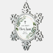 グリーンリークロスバプティススノーフレークフレームオーナメント スノーフレークピューターオーナメント (右)