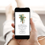 グリーンリークロスミニマリストバプテスマ《キリスト教》洗礼式や命名式 招待状