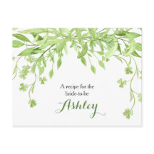 グリーンリークローバーフローラブライダルシャワーレシピカード
