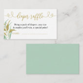 グリーンリーグリーンと金ゴールドエレガントおむつラッフル エンクロージャーカード (正面/裏面)